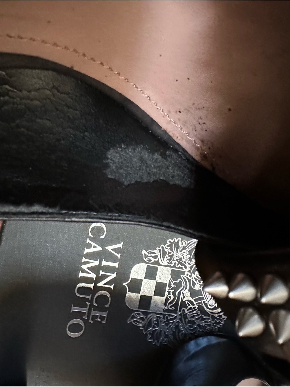 Vince Camuto Black Pointed Toe Pumps with Studded Bow and Studded heel. - Picture 9 of 9